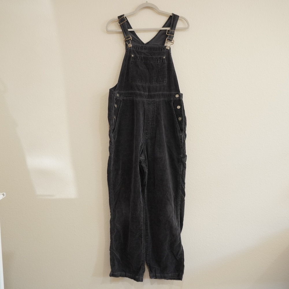 Gap Women's Size Medium Overalls Black Vintage Velvet Corduroy Bib Jumpsuit